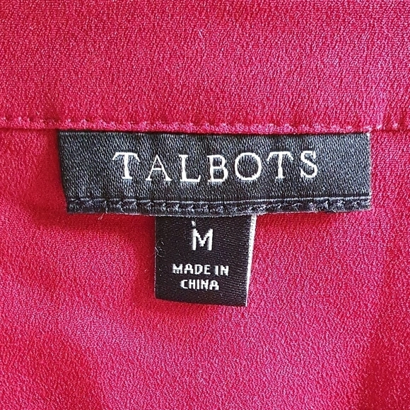 TALBOTS Half Button Striped Blouse Long Sleeve Red Gold Women Sz M Office Preppy - Picture 5 of 6